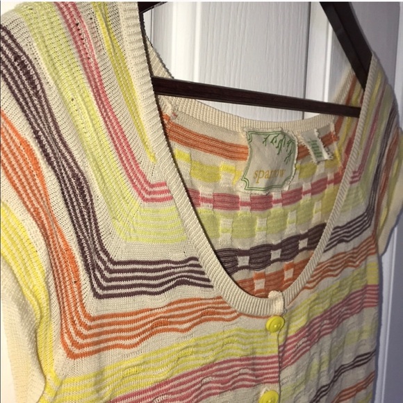 Anthro Sparrow striped button up sweater top - Picture 6 of 10